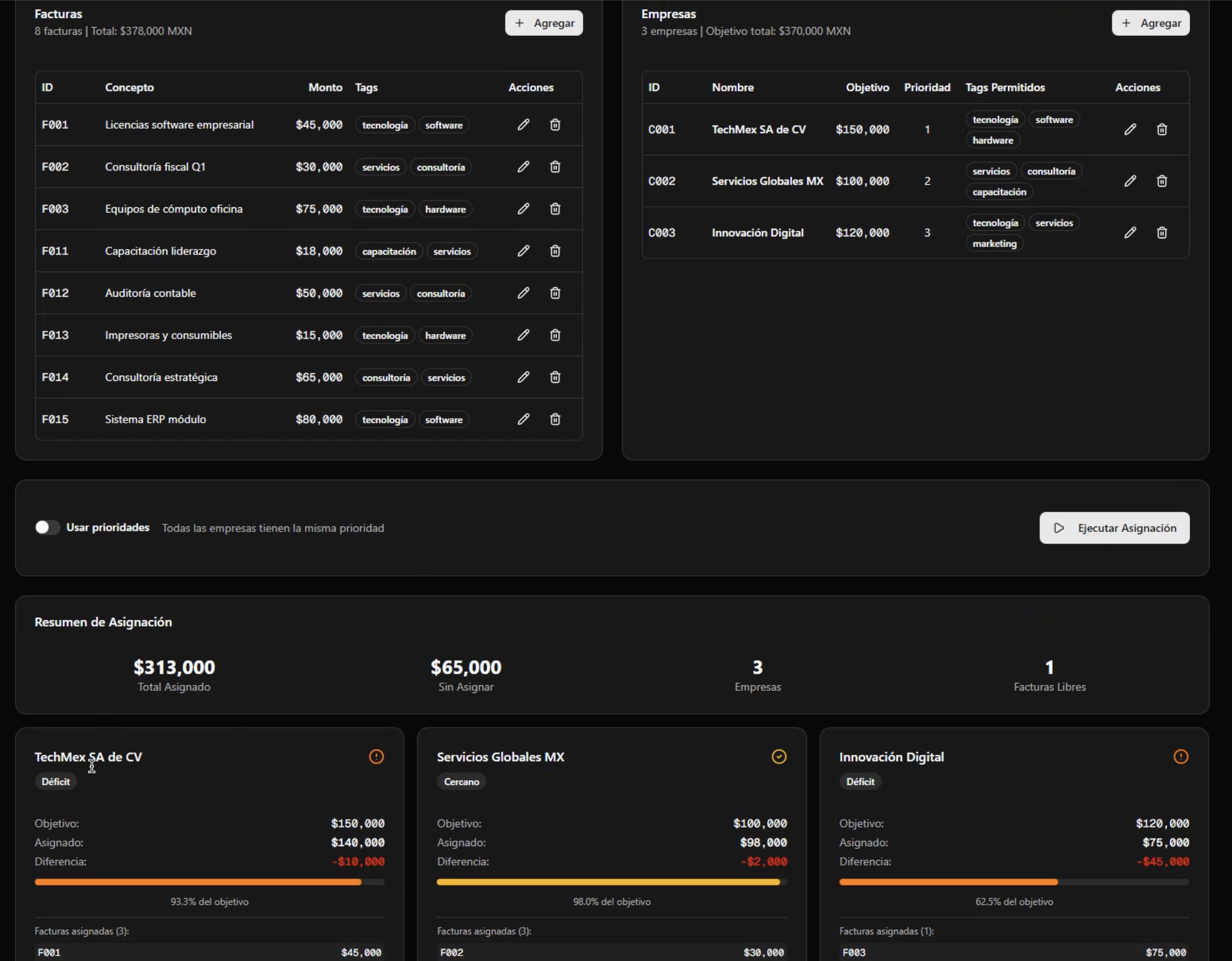 Factumizer — Processing view